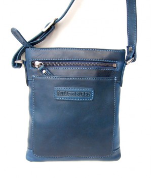 Klassische Echtleder Tasche, mit verstellbaren Schulterriemen.Blau