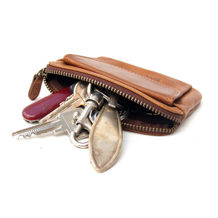 CASPAR Unisex Schlüsseletui / Schlüsselmäppchen aus Leder für