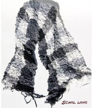 Stretch Schal flauschig weich, Schwarz-weiß-grau