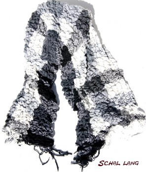 Schal flauschig weich, Schwarz-weiß-grau