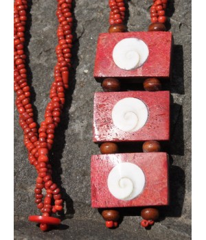 Rote Kette Shiva-Augen Naturschmuck mit Schaumkoralle