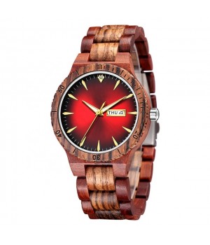 Impressive Red Wood Watch, zweifarbiges Band red-nature