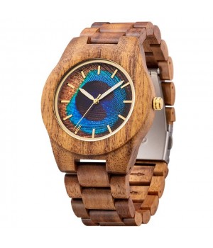 Farbige Holz Armbanduhr  markantes Holz mit farbigem Akzent