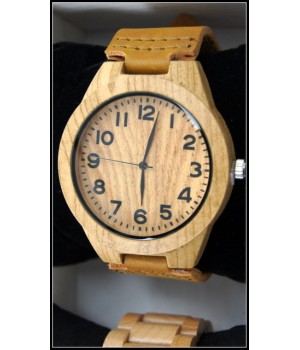 Holz Uhr mit Lederband