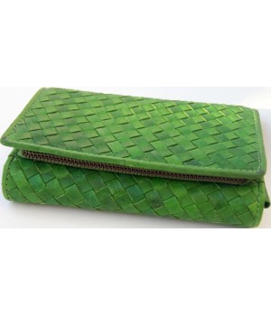 Geflochtenes grünes Portemonnaie 17,0cm breit